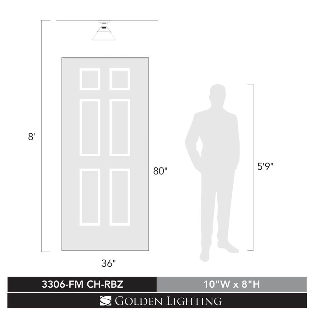 Golden Lighting 3306-FM CH-RBZ Chrome Yep By Golden Lighting Orwell 1-light Flush Mount In Chrome And Rubbed Bronze Shade Image 2