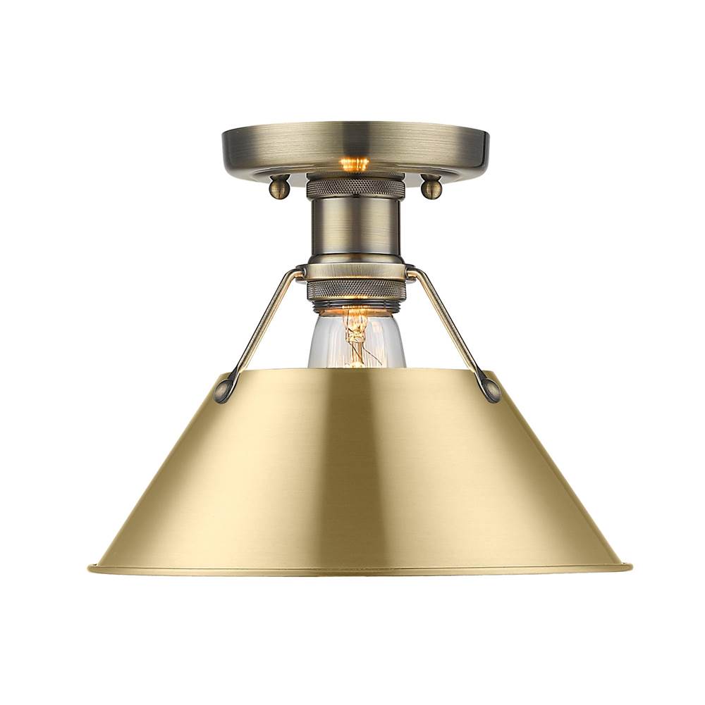 Golden Lighting 3306-FM AB-BCB Aged Brass Yep By Golden Lighting Orwell 1-light Flush Mount In Aged Brass And Brushed Champagne Brass Shade Image 1