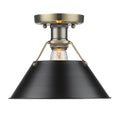 Golden Lighting 3306-FM AB-BLK Aged Brass Yep By Golden Lighting Orwell 1-light Flush Mount In Aged Brass And Matte Black Shade Image 1