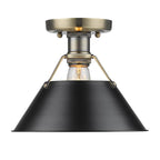 Golden Lighting 3306-FM AB-BLK Aged Brass Yep By Golden Lighting Orwell 1-light Flush Mount In Aged Brass And Matte Black Shade Image 1