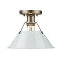 Golden Lighting 3306-FM AB-DB Aged Brass Yep By Golden Lighting Orwell 1-light Flush Mount In Aged Brass And Dusky Blue Shade Image 1