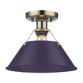 Golden Lighting 3306-FM AB-EP Aged Brass Yep By Golden Lighting Orwell 1-light Flush Mount In Aged Brass And Exotic Purple Shade Image 1