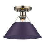 Golden Lighting 3306-FM AB-EP Aged Brass Yep By Golden Lighting Orwell 1-light Flush Mount In Aged Brass And Exotic Purple Shade Image 1
