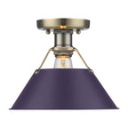 Golden Lighting Orwell Yep By Golden Lighting Orwell 1-light Flush Mount In Aged Brass And Exotic Purple Shade