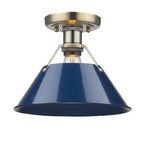 Golden Lighting Orwell Yep By Golden Lighting Orwell 1-light Flush Mount In Aged Brass And Navy Blue Shade