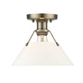 Golden Lighting 3306-FM AB-OP Aged Brass Yep By Golden Lighting Orwell 1-light Flush Mount In Aged Brass And Opal Glass Image 1