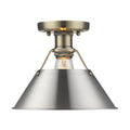 Golden Lighting 3306-FM AB-PW Aged Brass Yep By Golden Lighting Orwell 1-light Flush Mount In Aged Brass And Pewter Shade Image 1