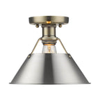 Golden Lighting 3306-FM AB-PW Aged Brass Yep By Golden Lighting Orwell 1-light Flush Mount In Aged Brass And Pewter Shade Image 1