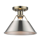 Golden Lighting Orwell Yep By Golden Lighting Orwell 1-light Flush Mount In Aged Brass And Pewter Shade