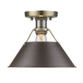 Golden Lighting 3306-FM AB-RBZ Aged Brass Yep By Golden Lighting Orwell 1-light Flush Mount In Aged Brass And Rubbed Bronze Shade Image 1