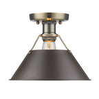 Golden Lighting 3306-FM AB-RBZ Aged Brass Yep By Golden Lighting Orwell 1-light Flush Mount In Aged Brass And Rubbed Bronze Shade Image 1