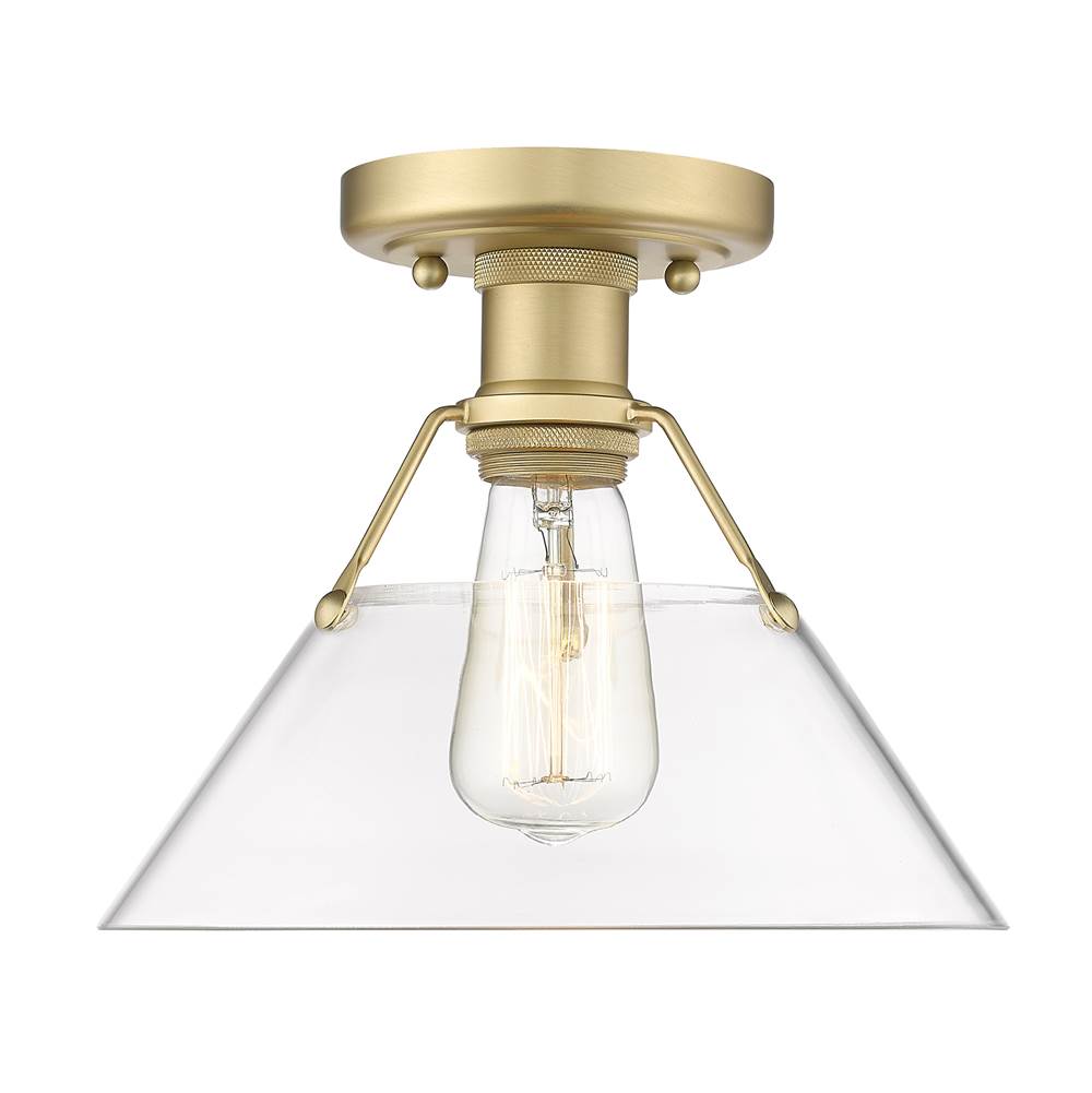 Golden Lighting Orwell Yep By Golden Lighting Orwell 1-light Flush Mount In Aged Brass And Clear Glass