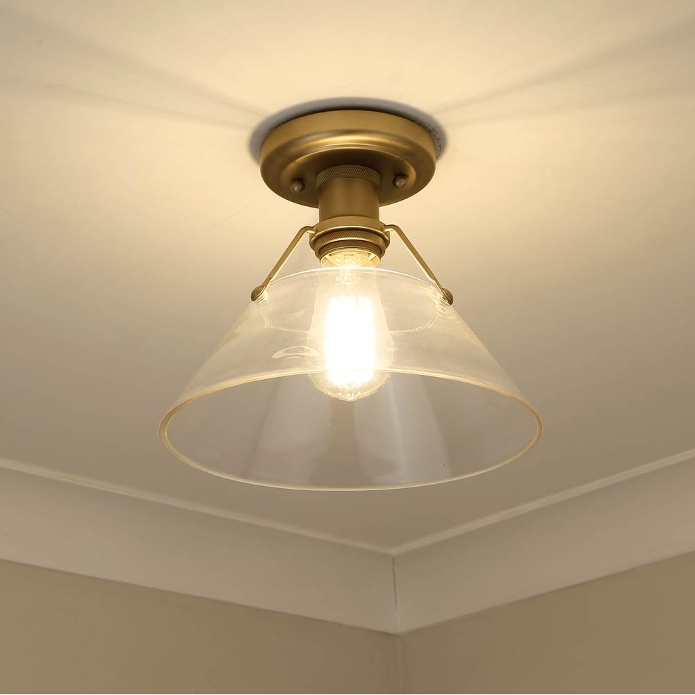 Golden Lighting 3306-FM BCB-CLR Brushed Champagne Brass Yep By Golden Lighting Orwell 1-light Flush Mount In Brushed Champagne Brass And Clear Glass Image 3