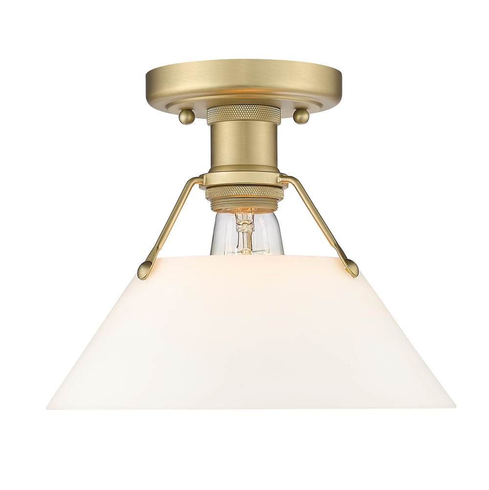 Golden Lighting Orwell Yep By Golden Lighting Orwell 1-light Flush Mount In Aged Brass And Opal Glass
