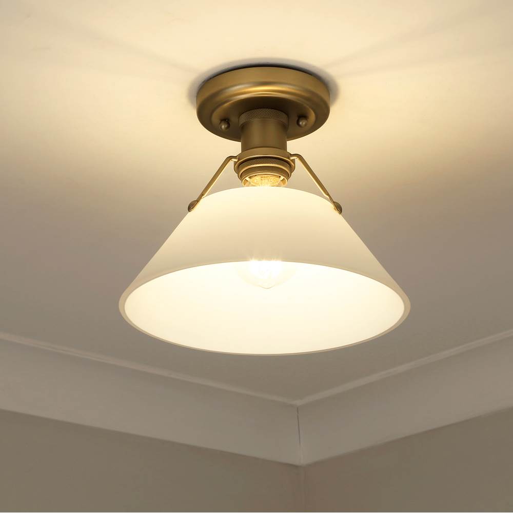 Golden Lighting 3306-FM BCB-OP Brushed Champagne Brass Yep By Golden Lighting Orwell 1-light Flush Mount In Brushed Champagne Brass And Opal Glass Image 3