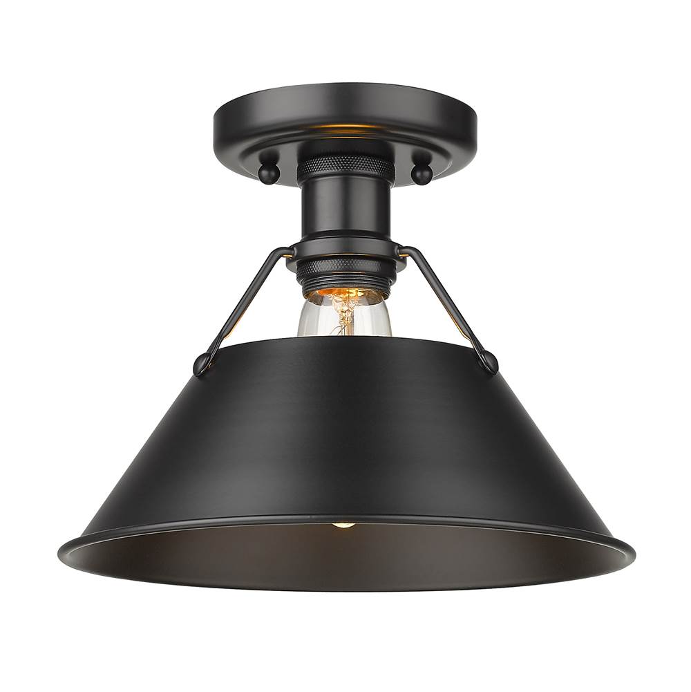 Golden Lighting Orwell Yep By Golden Lighting Orwell 1-light Flush Mount In Aged Brass And Matte Black Shade