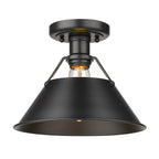 Golden Lighting Orwell Yep By Golden Lighting Orwell 1-light Flush Mount In Aged Brass And Matte Black Shade