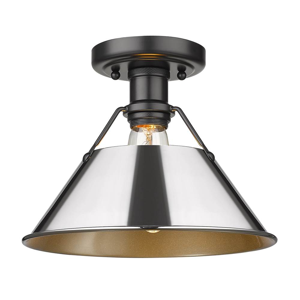 Golden Lighting Orwell Yep By Golden Lighting Orwell 1-light Flush Mount In Aged Brass And Chrome Shade