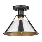 Golden Lighting Orwell Yep By Golden Lighting Orwell 1-light Flush Mount In Aged Brass And Chrome Shade