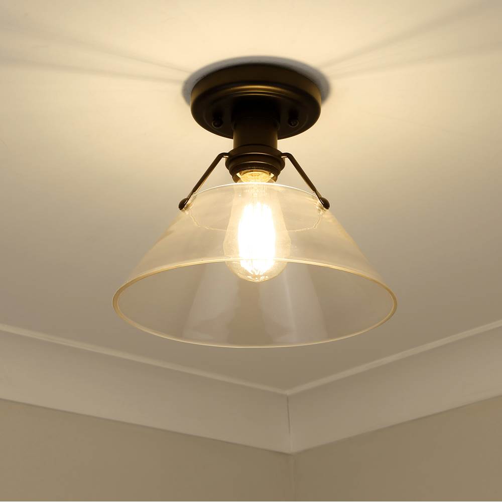 Golden Lighting 3306-FM BLK-CLR Matte Black Yep By Golden Lighting Orwell 1-light Flush Mount In Matte Black And Clear Glass Image 3