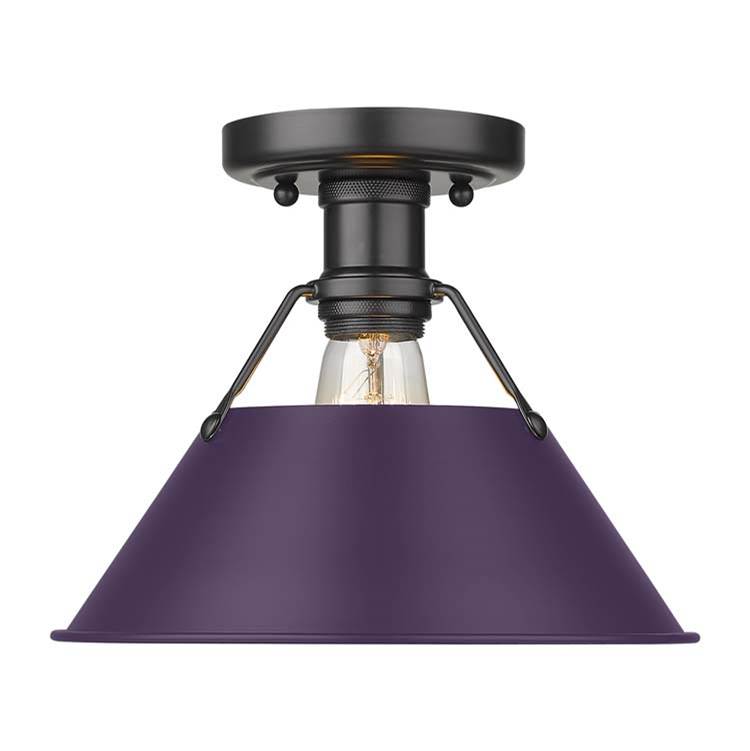 Golden Lighting Orwell Yep By Golden Lighting Orwell 1-light Flush Mount In Aged Brass And Exotic Purple Shade
