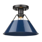 Golden Lighting Orwell Yep By Golden Lighting Orwell 1-light Flush Mount In Aged Brass And Navy Blue Shade