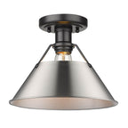 Golden Lighting Orwell Yep By Golden Lighting Orwell 1-light Flush Mount In Aged Brass And Pewter Shade