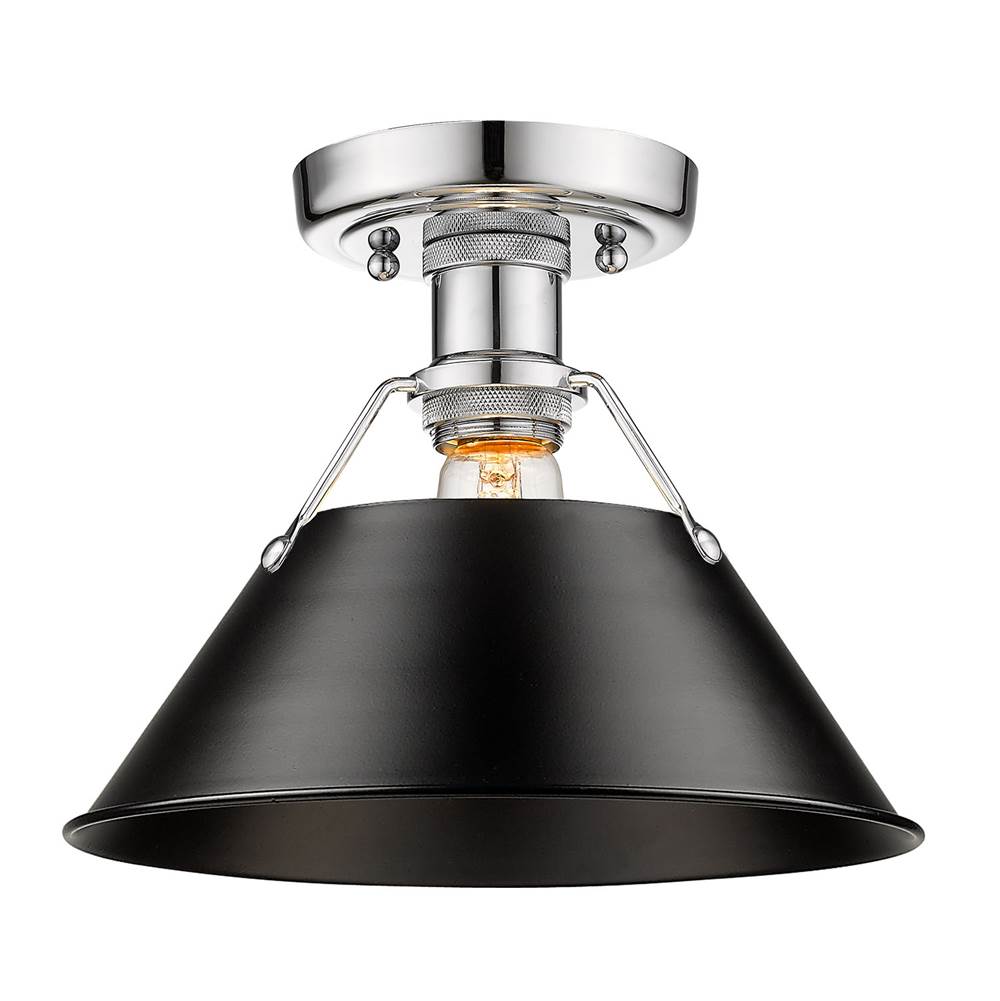 Golden Lighting Orwell Yep By Golden Lighting Orwell 1-light Flush Mount In Aged Brass And Matte Black Shade