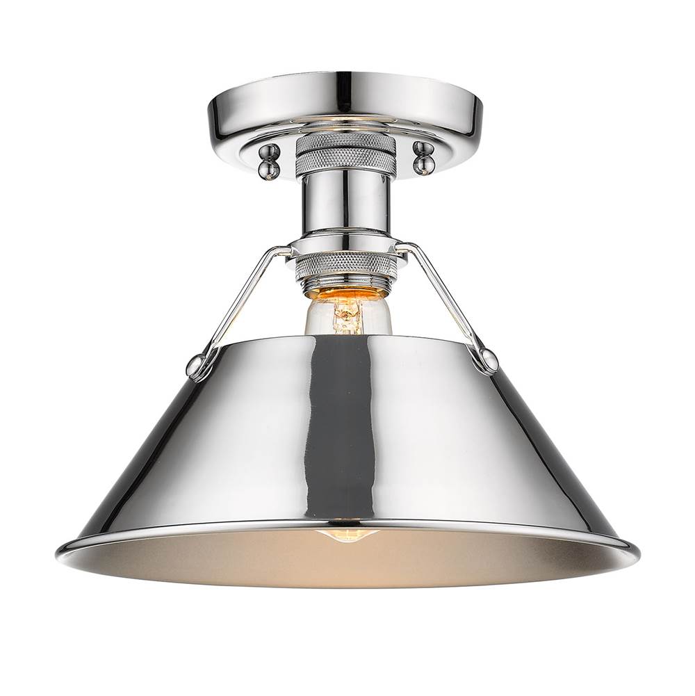 Golden Lighting Orwell Yep By Golden Lighting Orwell 1-light Flush Mount In Aged Brass And Chrome Shade