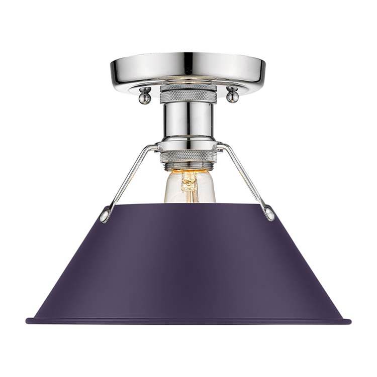 Golden Lighting Orwell Yep By Golden Lighting Orwell 1-light Flush Mount In Aged Brass And Exotic Purple Shade