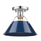 Golden Lighting Orwell Yep By Golden Lighting Orwell 1-light Flush Mount In Aged Brass And Navy Blue Shade