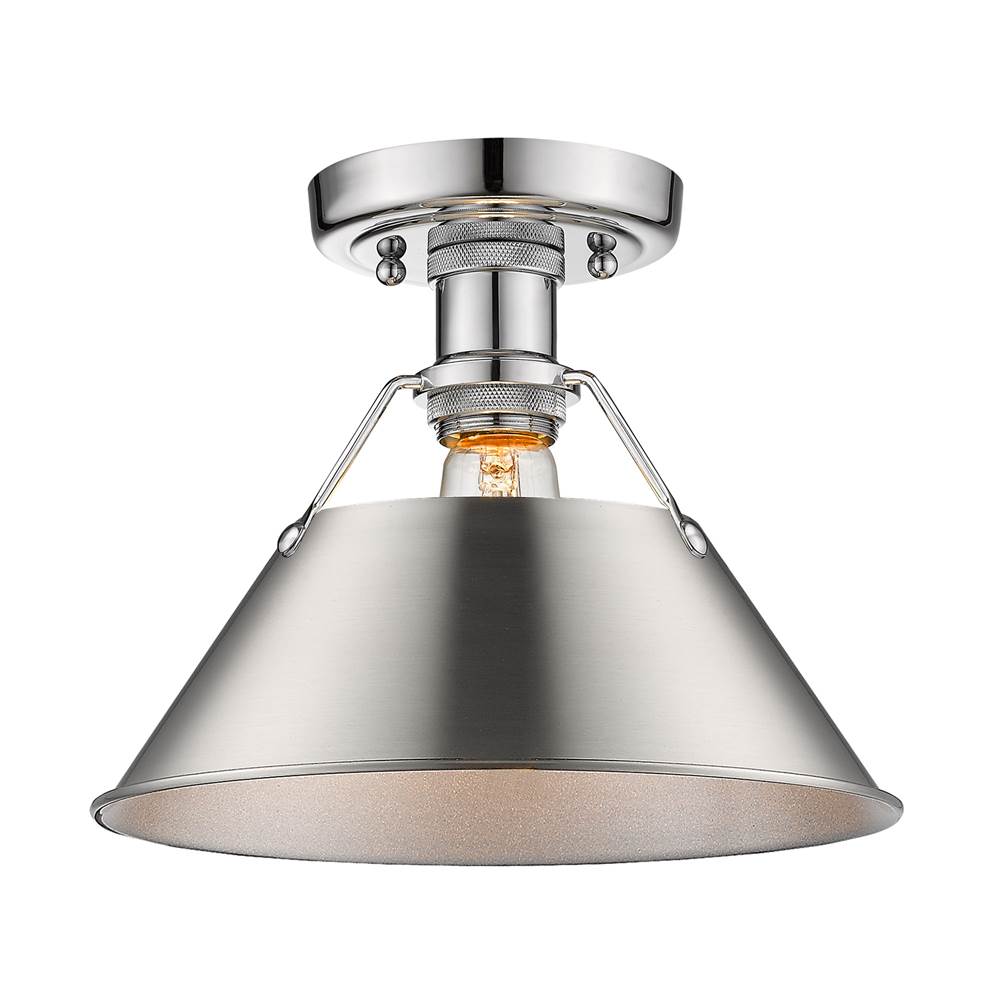 Golden Lighting Orwell Yep By Golden Lighting Orwell 1-light Flush Mount In Aged Brass And Pewter Shade