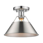 Golden Lighting Orwell Yep By Golden Lighting Orwell 1-light Flush Mount In Aged Brass And Pewter Shade