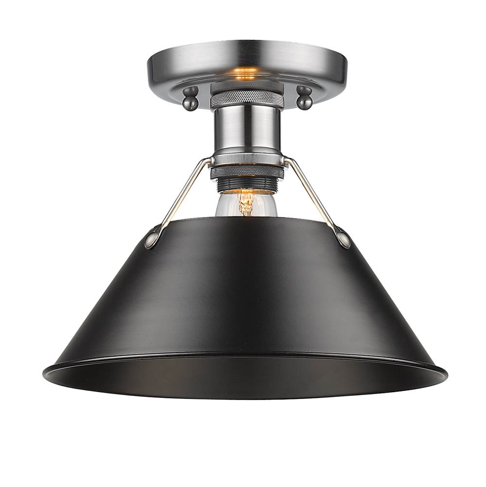 Golden Lighting Orwell Yep By Golden Lighting Orwell 1-light Flush Mount In Aged Brass And Matte Black Shade