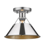 Golden Lighting Orwell Yep By Golden Lighting Orwell 1-light Flush Mount In Aged Brass And Chrome Shade