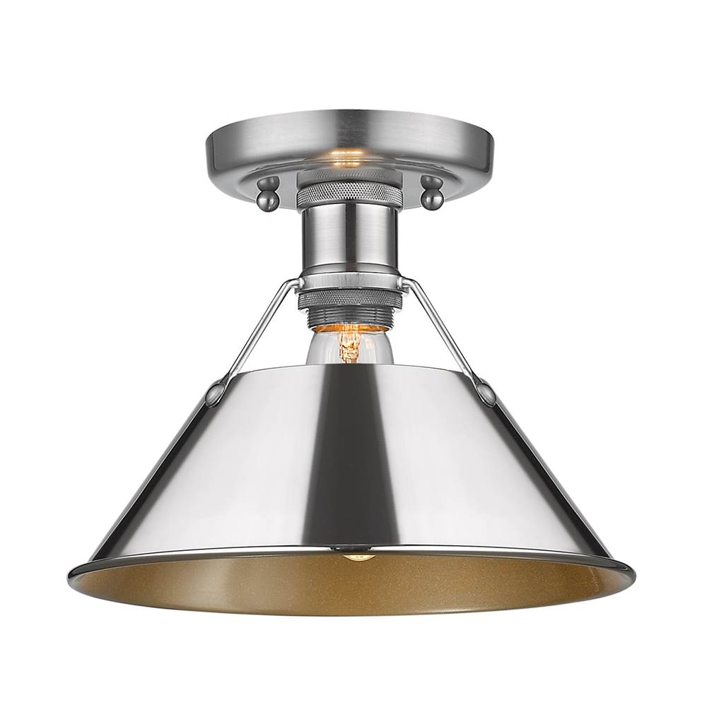 Golden Lighting Orwell Yep By Golden Lighting Orwell 1-light Flush Mount In Aged Brass And Chrome Shade