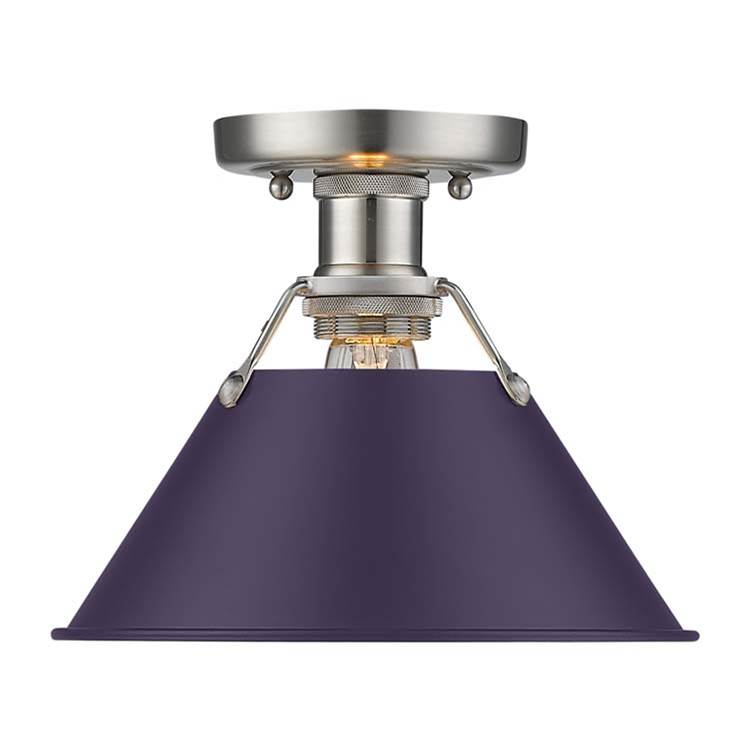 Golden Lighting Orwell Yep By Golden Lighting Orwell 1-light Flush Mount In Aged Brass And Exotic Purple Shade