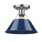 Golden Lighting Orwell Yep By Golden Lighting Orwell 1-light Flush Mount In Aged Brass And Navy Blue Shade