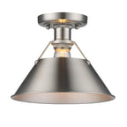 Golden Lighting Orwell Yep By Golden Lighting Orwell 1-light Flush Mount In Aged Brass And Pewter Shade