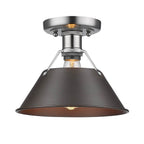 Golden Lighting Orwell Yep By Golden Lighting Orwell 1-light Flush Mount In Aged Brass And Rubbed Bronze Shade