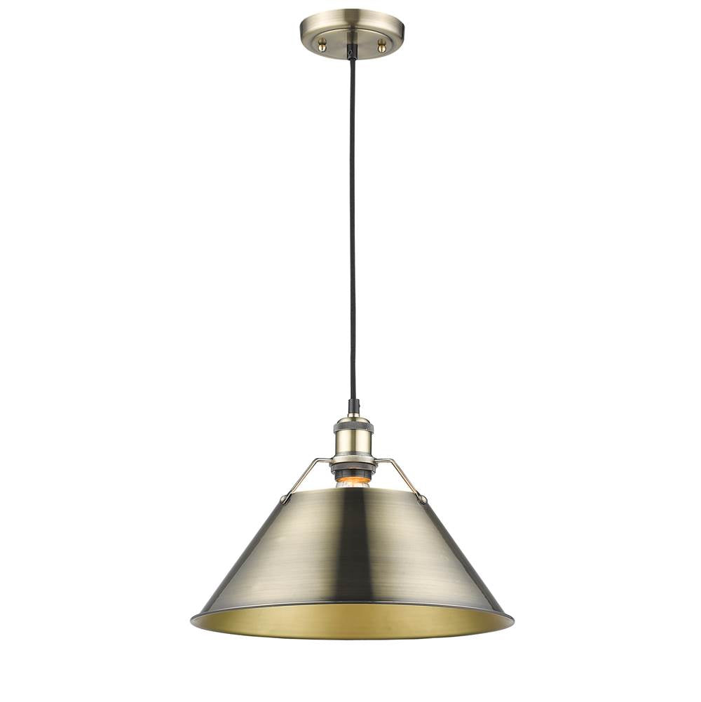 Golden Lighting Orwell Yep By Golden Lighting Orwell 1-light 14in Pendant In Aged Brass