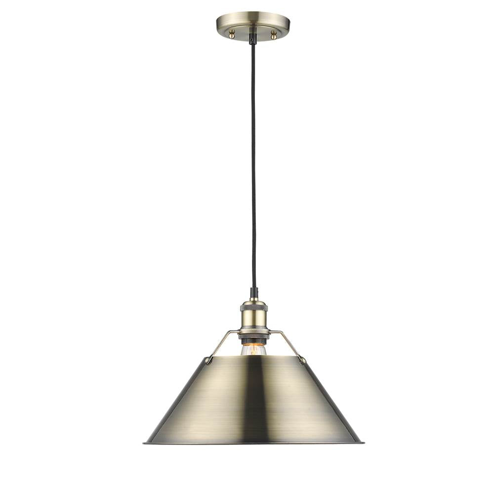 Golden Lighting 3306-L AB-AB Aged Brass Yep By Golden Lighting Orwell 1-light 14in Pendant In Aged Brass Image 1