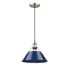 Golden Lighting Orwell Yep By Golden Lighting Orwell 1-light 14in Pendant In Aged Brass And Navy Blue Shade