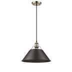 Golden Lighting Orwell Yep By Golden Lighting Orwell 1-light 14in Pendant In Aged Brass And Rubbed Bronze Shade