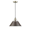 Golden Lighting 3306-L AB-RBZ Aged Brass Yep By Golden Lighting Orwell 1-light 14in Pendant In Aged Brass And Rubbed Bronze Shade Image 1