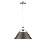 Golden Lighting 3306-L AB-RBZ Aged Brass Yep By Golden Lighting Orwell 1-light 14in Pendant In Aged Brass And Rubbed Bronze Shade Image 1