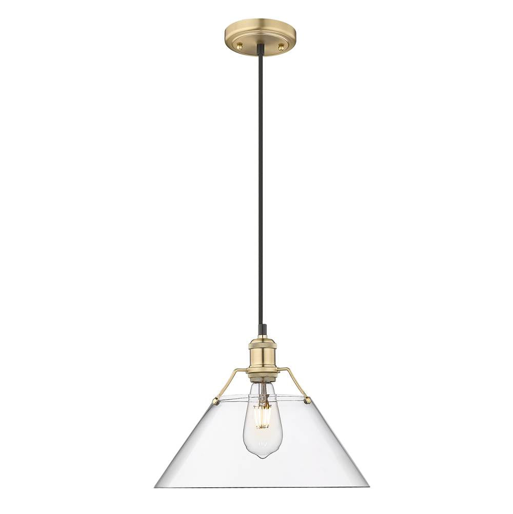 Golden Lighting Orwell Yep By Golden Lighting Orwell 1-light 14in Pendant In Aged Brass And Clear Glass