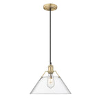 Golden Lighting Orwell Yep By Golden Lighting Orwell 1-light 14in Pendant In Aged Brass And Clear Glass