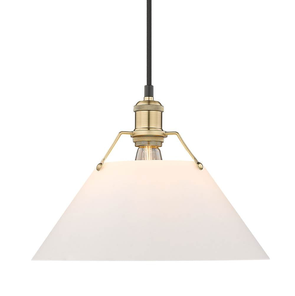 Golden Lighting Orwell Yep By Golden Lighting Orwell 1-light 14in Pendant In Aged Brass And Opal Glass
