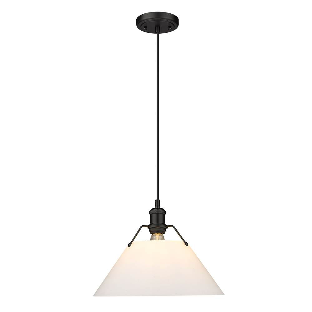 Golden Lighting Orwell Yep By Golden Lighting Orwell 1-light 14in Pendant In Aged Brass And Opal Glass